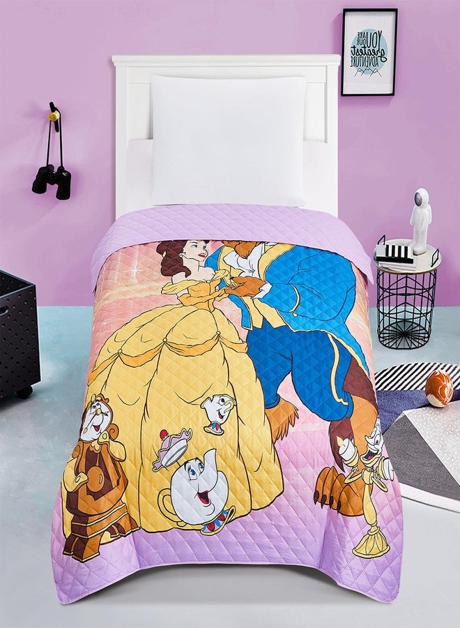 Disney Beauty and The Beast Bedding Twin Bed Set for Girls - Bundle with Belle Bed Sheets with Flat Sheet, Fitted Sheet, Pillowcase, Quilted Bedspread Plus Stickers, More | Beauty and The Beast Sheets Twin - Image 2