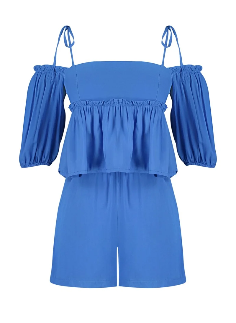 trendyol Cold Shoulder Top & Shorts Set