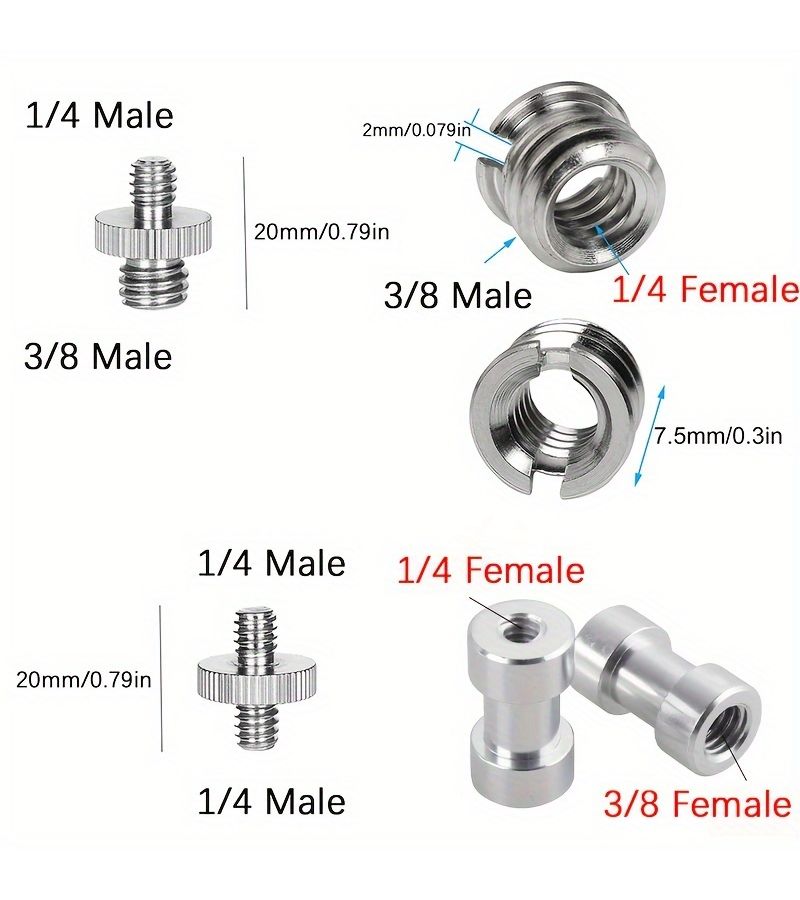 34pcs Metal Screw Adapter Set for Cameras Tripods and Monopods 1 4 to 3 8 Converters Variety of Sizes Shapes Compact Design Precision Engineering Versatile Mounting Hardware for Photography Enthusiasts Videographers - Image 2