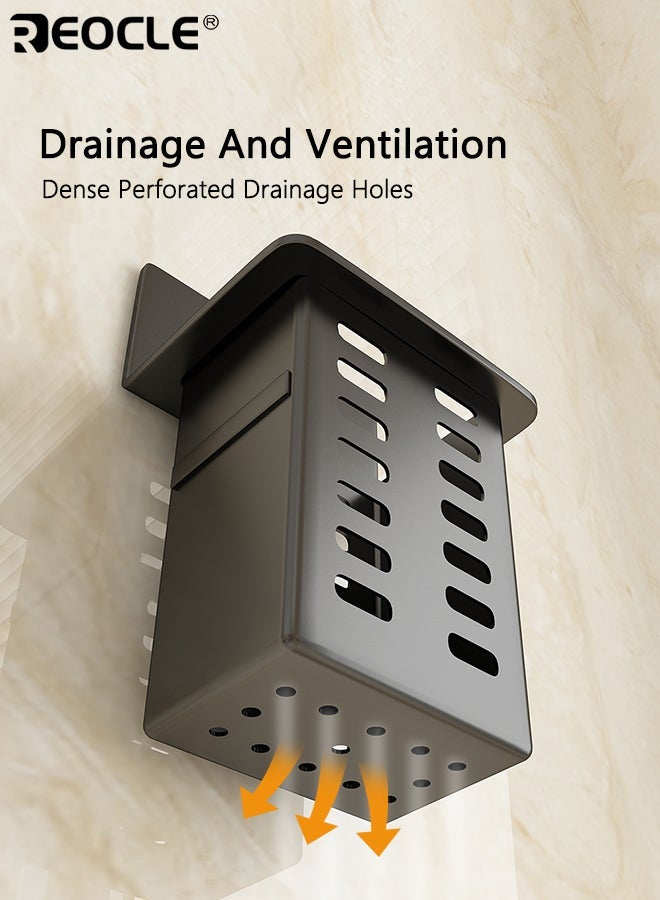 ريوكل منظم تخزين جداري بلاستيكي للحمام ٣ قطع حامل معجون وفرشاة أسنان حامل معلق متعدد الوظائف تخزين بدون آثار تركيب مناسب لمستلزمات الحمام غرفة المعيشة - Image 4