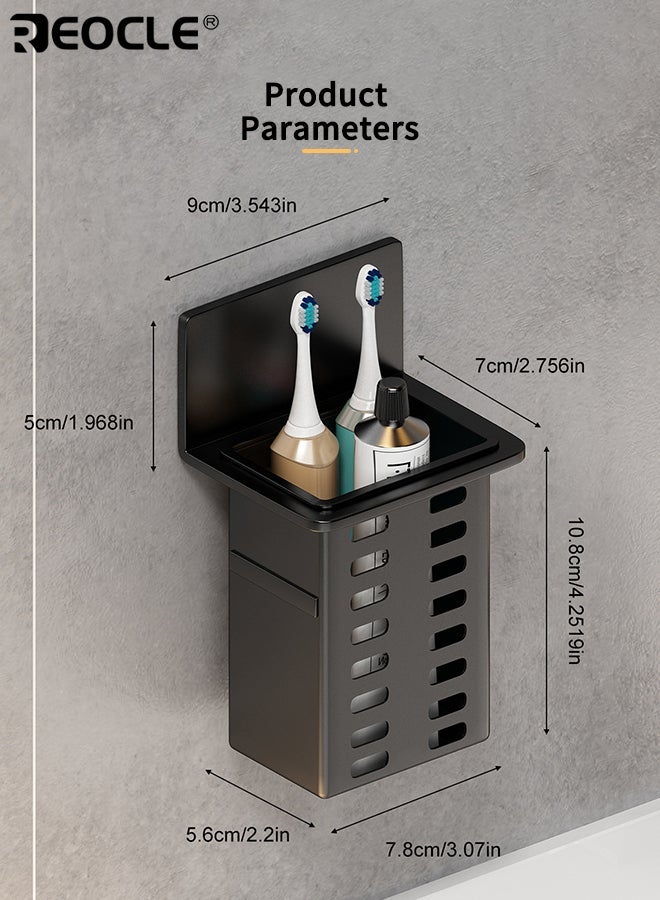 ريوكل منظم تخزين جداري بلاستيكي للحمام ٣ قطع حامل معجون وفرشاة أسنان حامل معلق متعدد الوظائف تخزين بدون آثار تركيب مناسب لمستلزمات الحمام غرفة المعيشة - Image 3
