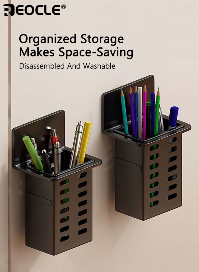 ريوكل منظم تخزين جداري بلاستيكي للحمام ٣ قطع حامل معجون وفرشاة أسنان حامل معلق متعدد الوظائف تخزين بدون آثار تركيب مناسب لمستلزمات الحمام غرفة المعيشة - Image 2