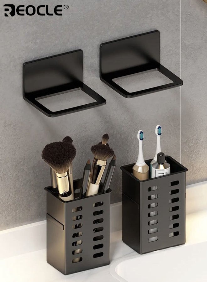 REOCLE 3pcs Plastic Bathroom Wall-Mounted Storage Organizer Toothpaste and Toothbrush Holder Hanging Bracket Multi-functional Storage without Trace Installation Suitable for Bathroom Supplies Room and Living Room - Image 4