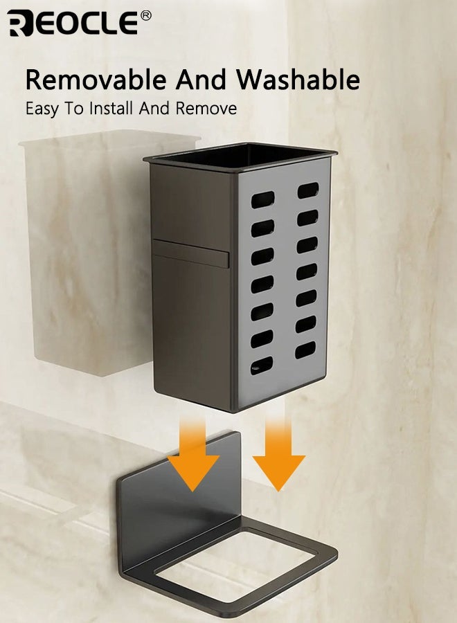 REOCLE 3pcs Plastic Bathroom Wall-Mounted Storage Organizer Toothpaste and Toothbrush Holder Hanging Bracket Multi-functional Storage without Trace Installation Suitable for Bathroom Supplies Room and Living Room - Image 5