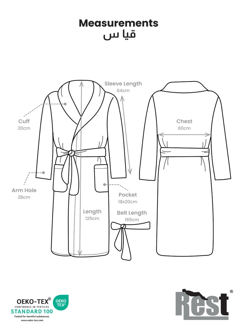 REST Terry Bathrobe With Pockets Burgundy Hotel Luxury Loungewear Cotton Soft and Absorbent Comfortable After Shower Bathrobe Fade Resistant Men and Women One Size Fits All 45x30x65cm - Image 4