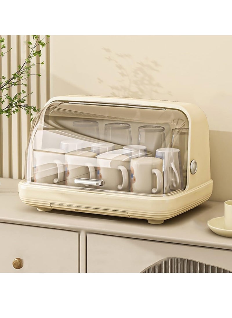 Meetion - Baby Bottle Drying Rack Storage, Large Nursing Bottle Storage Box Organizer with Cover, Portable Kitchen Cabinet Organizer, Durable countertop Dryer (Light Coffee) - Image 1