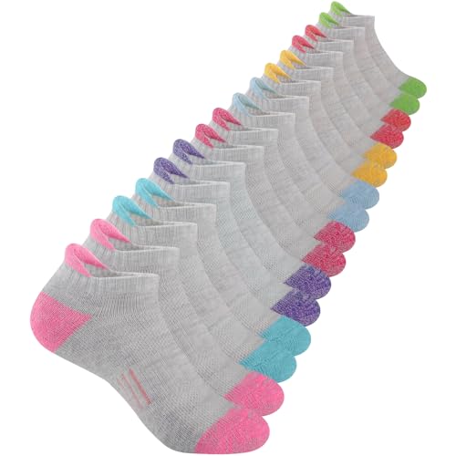 Comfoex Girls Socks Ankle Athletic Socks For Kids 4-6 6-8 8-10 Years Old Short Socks With Cushioned Sole 8 Pairs - Image 1