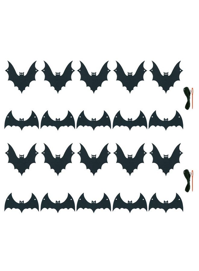 SaktopDeco 2 Pack Felt Black Bat Garland Banner Flying Bats for Fireplace Haunted House Halloween Themed Party Decorations - Image 3
