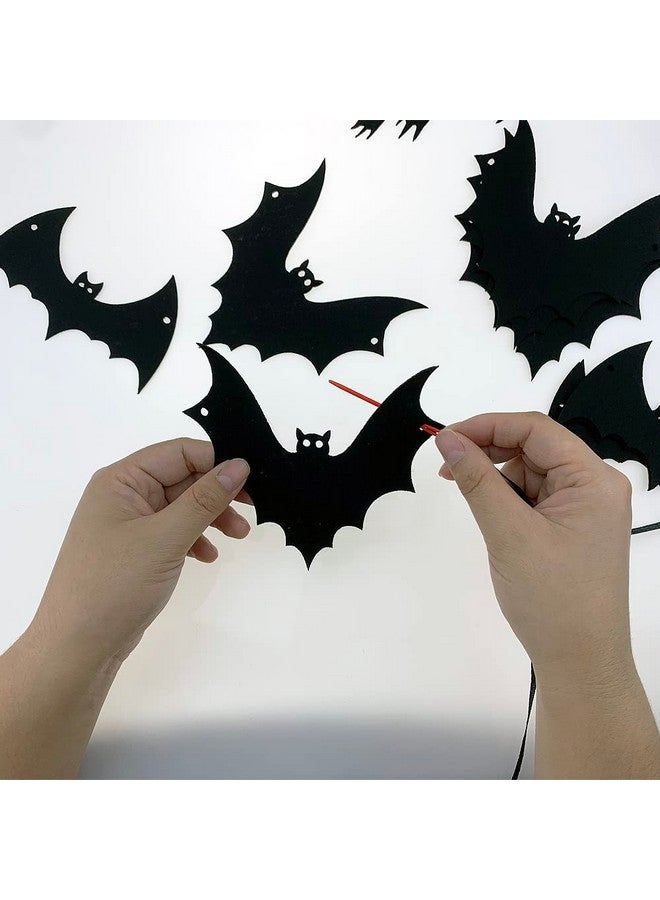 SaktopDeco 2 Pack Felt Black Bat Garland Banner Flying Bats for Fireplace Haunted House Halloween Themed Party Decorations - Image 4