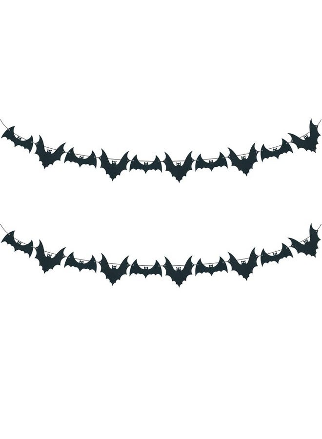 SaktopDeco 2 Pack Felt Black Bat Garland Banner Flying Bats for Fireplace Haunted House Halloween Themed Party Decorations - Image 1