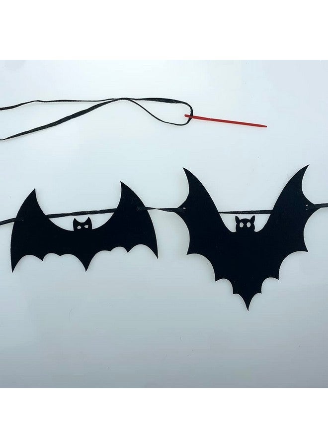 SaktopDeco 2 Pack Felt Black Bat Garland Banner Flying Bats for Fireplace Haunted House Halloween Themed Party Decorations - Image 5