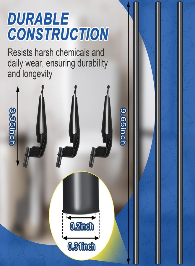 Saillong 3 Pack Toilet Refill Tube and Clip Replacement, Toilet Repair Kit Inside Tank Compatible with 100, 200, 200A, 400A and Most Other Valves, 9.65” Length, Rubber and Plastic (Black) - Image 4