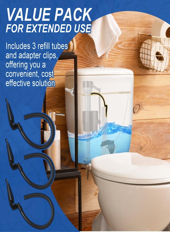 Saillong 3 Pack Toilet Refill Tube and Clip Replacement, Toilet Repair Kit Inside Tank Compatible with 100, 200, 200A, 400A and Most Other Valves, 9.65” Length, Rubber and Plastic (Black) - Image 3
