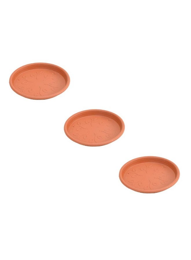 Ugaoo UV Treated Gardening Plastic Tray (Plate/Saucer) for Pots - 18 inch, Brown/Terracotta Color, Set of 3 | Tray for Plants Pot for Indoor Home Decor & Outdoor Garden & Balcony - Image 1