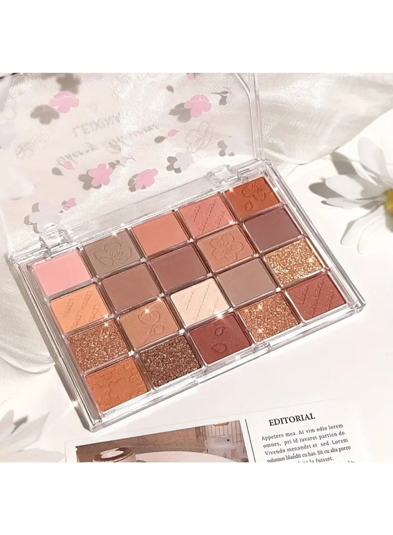 20-Color Eyeshadow Palette with Highlighter, Shimmer Matte, And Glittery Earth Tones for Contouring And Highlighting, Smudge-Proof And Fall-Out Proof Cosmetics - Image 5