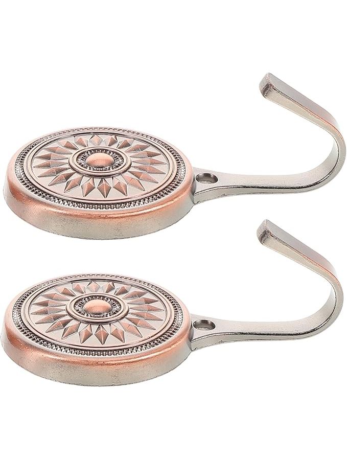 Zinc Alloy Sunflower Design Wall Hooks 2 Pack Light Brown Decorative Curtain Hooks For Closet And Kitchen Sturdy Hangers For Home Organizing - Image 1