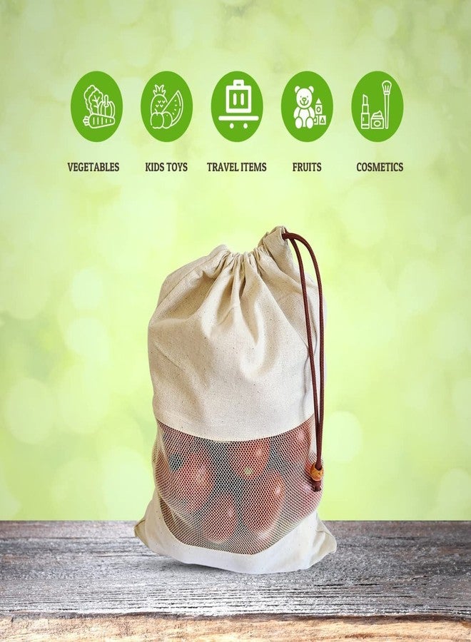 Blendmix 100% Cotton Mesh Vegetable for Fridge Bag (Set of 8) | Reusable & Washable Storage Bags with Drawstring | Eco-Friendly, Breathable Produce Bags for Fruits & Veggies - Image 4