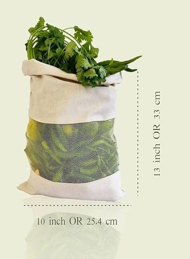 Blendmix 100% Cotton Mesh Vegetable for Fridge Bag (Set of 8) | Reusable & Washable Storage Bags with Drawstring | Eco-Friendly, Breathable Produce Bags for Fruits & Veggies - Image 2