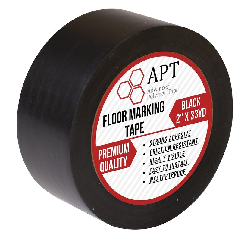 APT Multi Color Marking Tape Premium Safety Marking and Dance Floor Splicing Tape 6 mil Thick Black 1 Roll