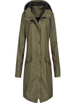 EAR Women Solid Rain Outdoor Plus Size Hooded Raincoat Windproof Long Jacket Coat