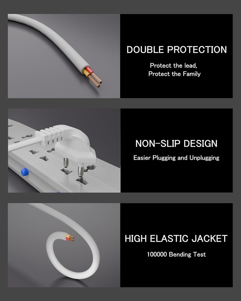 FEDUS كابل طاقة بديل عالمي 2-دبوس على شكل L بطول 3 متر للأجهزة مثل تلفاز LED، طابعة، بلاي ستيشن، لابتوب، مسجل شريط، كاميرا باللون الأبيض - Image 3