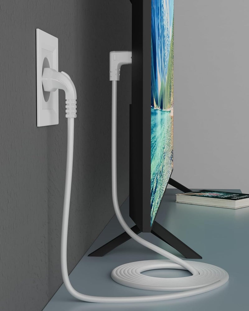 FEDUS كابل طاقة بديل عالمي 2-دبوس على شكل L بطول 3 متر للأجهزة مثل تلفاز LED، طابعة، بلاي ستيشن، لابتوب، مسجل شريط، كاميرا باللون الأبيض - Image 5