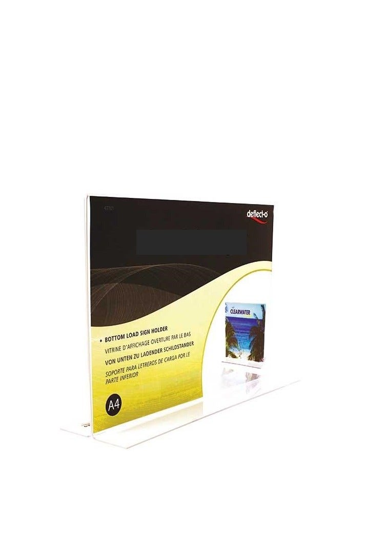 Stand-up Sign Holder (T-style) A4Table Top Acrylic Clear