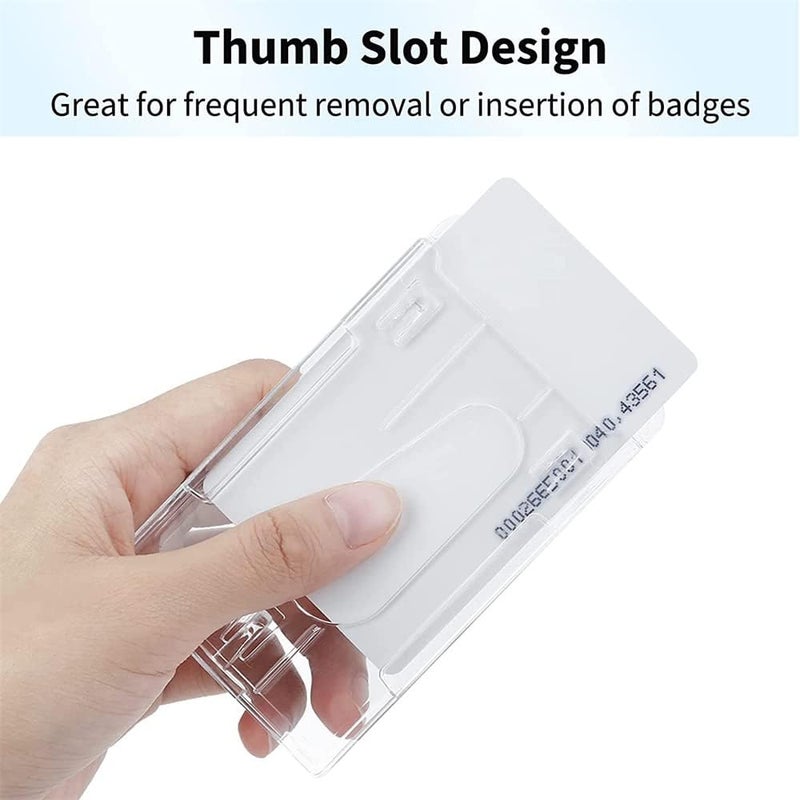 كاست ويف واقي البطاقات، حامل بطاقة هوية عمودي من البلاستيك الشفاف، واقي بطاقة ائتمان مع فتحة للإبهام، مصنوع من مادة البولي كربونات الصلبة الشفافة، عبوة من قطعتين - Image 2