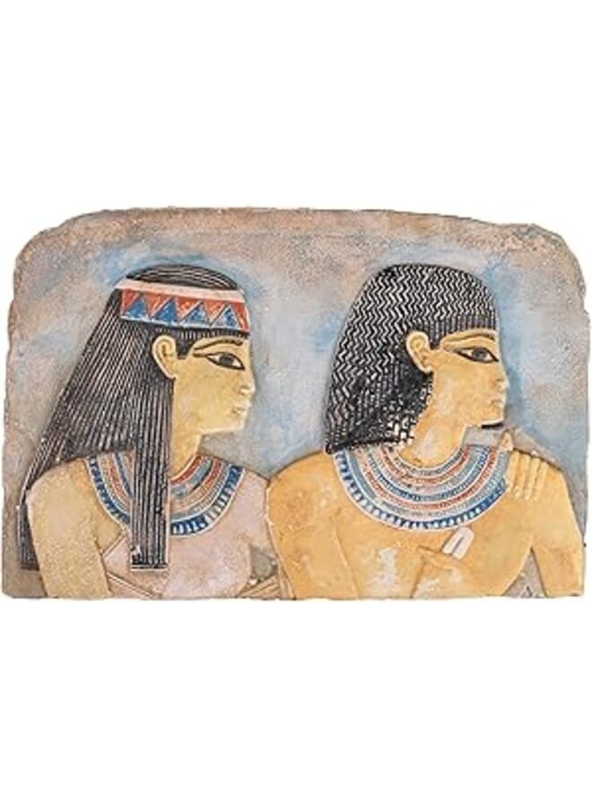 Ancient Egyptian wall Relief handmade from limestone with beautiful colors touching and the Amazing Lovers (King Ramses II with his wife Queen Nefertari) made in Egypt.