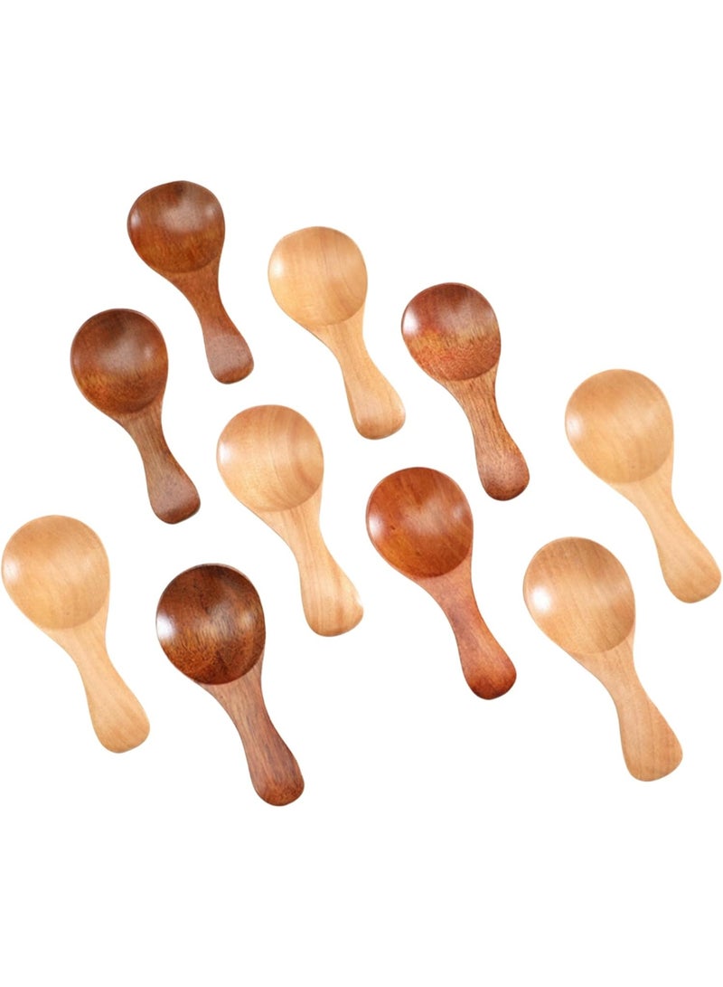 10-Pack Small Wooden Spoons, 8.5x3.6cm, Natural Wood Short Handle Utensils for Coffee, Tea, Spices, Jam, Desserts & Condiments, Safe for Kids - Image 1