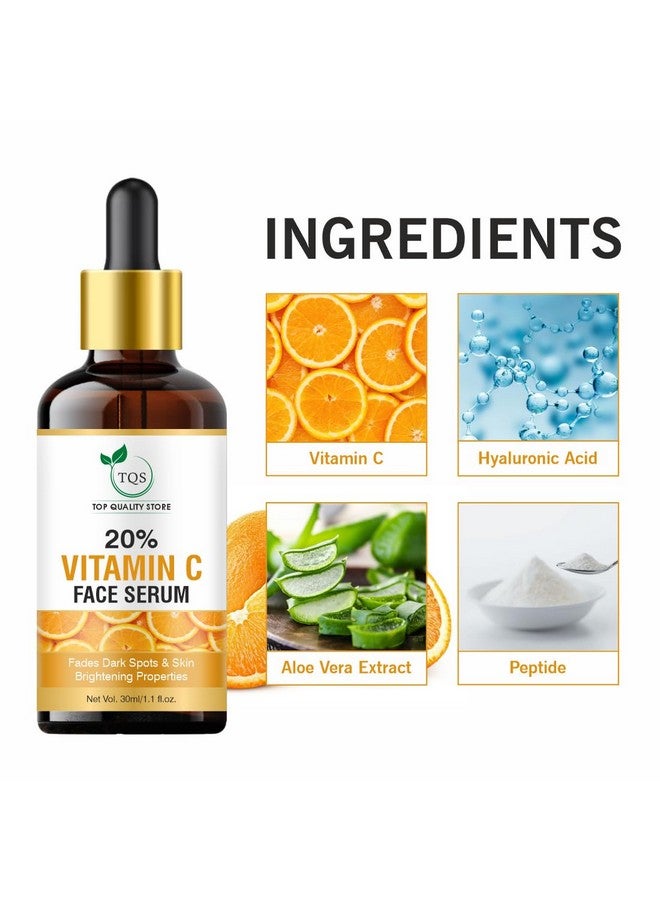 TQS 20% Vitamin C Face Serum, Dark Spot Fading and Skin Brightening, 30ml - Image 5