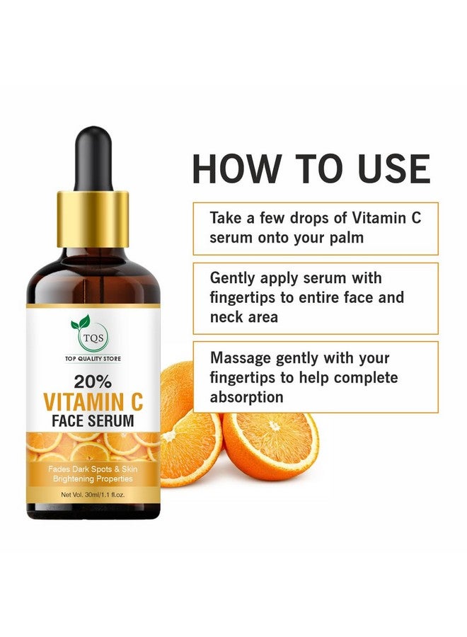 TQS 20% Vitamin C Face Serum, Dark Spot Fading and Skin Brightening, 30ml - Image 4