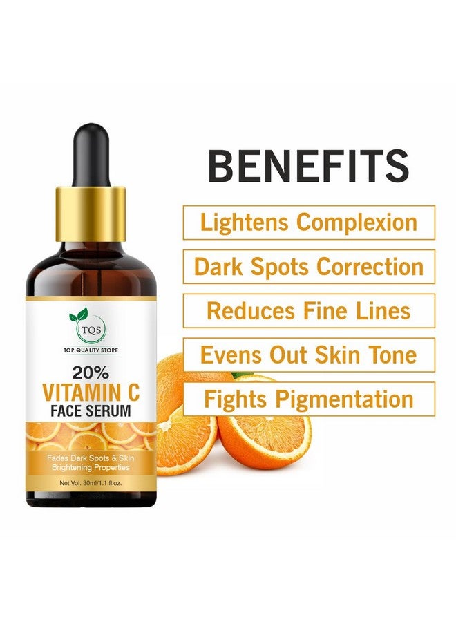 TQS 20% Vitamin C Face Serum, Dark Spot Fading and Skin Brightening, 30ml - Image 3
