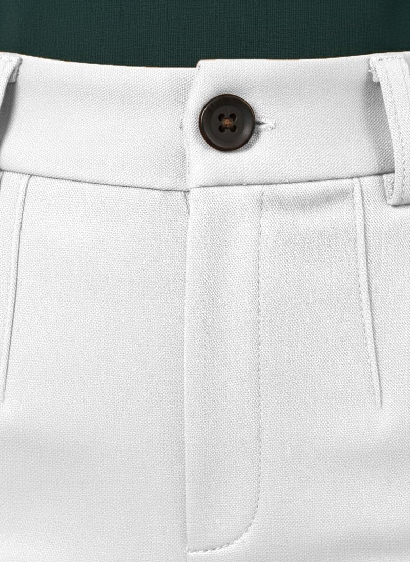 Mehrang Cotton Blend Bootcut Parallel Trouser Pants for Women Regular Fit, Side Pocket, Front Fly Zip Bellbottom Straight Pants for Womens (in, Alpha, L, Regular, White) - Image 4