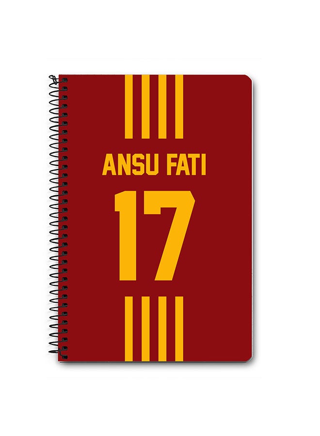 Stylizedd Designer A5 Spiral Notebook Memo Notepad Journal - Football Team - Spain Player Name - Ansu Fati - Image 1