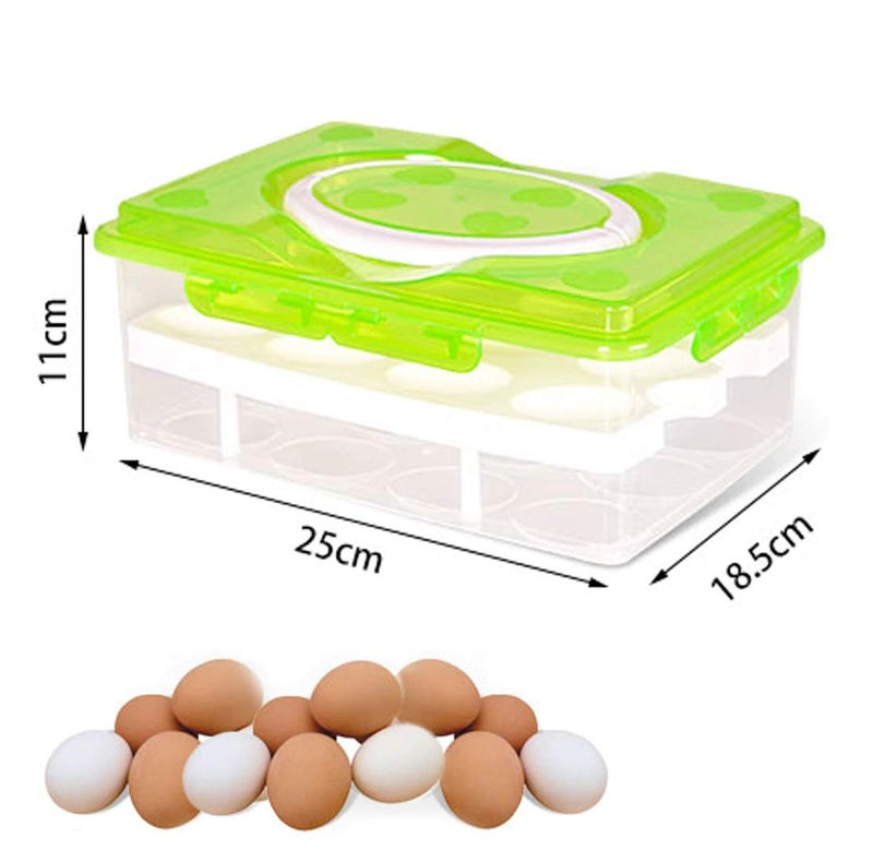 Plenteous Double Layer 24 Grid Egg Storage Box Plastic 24 Egg Holder Box with Lid for Fridge Refrigerator Boxes Egg Two Layer Box - Image 2