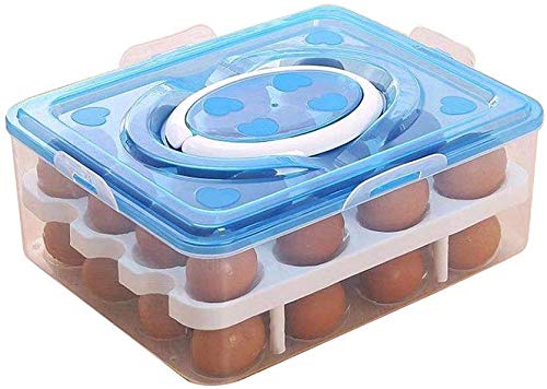 Plenteous Double Layer 24 Grid Egg Storage Box Plastic 24 Egg Holder Box with Lid for Fridge Refrigerator Boxes Egg Two Layer Box - Image 1