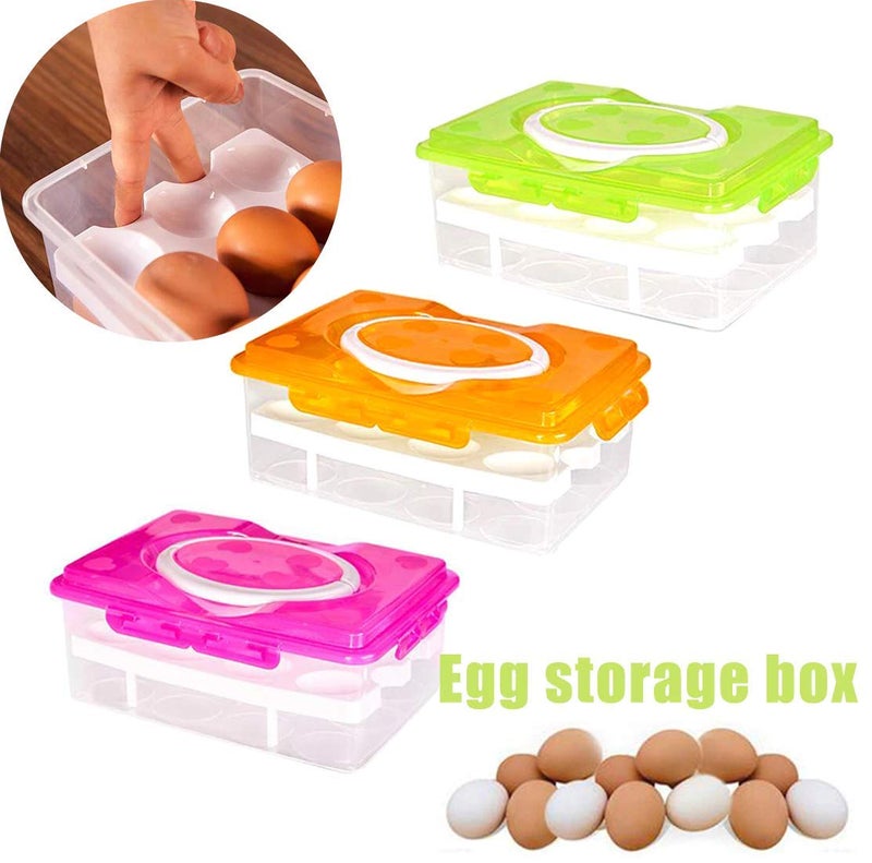Plenteous Double Layer 24 Grid Egg Storage Box Plastic 24 Egg Holder Box with Lid for Fridge Refrigerator Boxes Egg Two Layer Box - Image 3