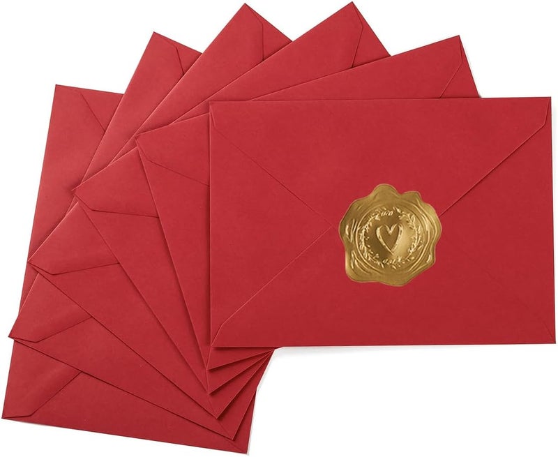Toperd 50 Pack A7 Colorful 5x7 Envelopes V Flap Invitation Envelopes for 5x7 Cards, Birthday, Weddings, Graduations, Greeting Cards, Baby Shower 5.24 x 7.24 Inches (Red) - Image 1