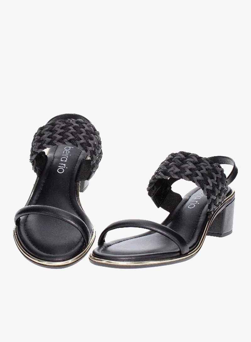 Beira Rio Black Mid Heels Sandals for Women – Sling Back Heel Sandals for Girls with Ankle Strap for Women | Best Price UAE