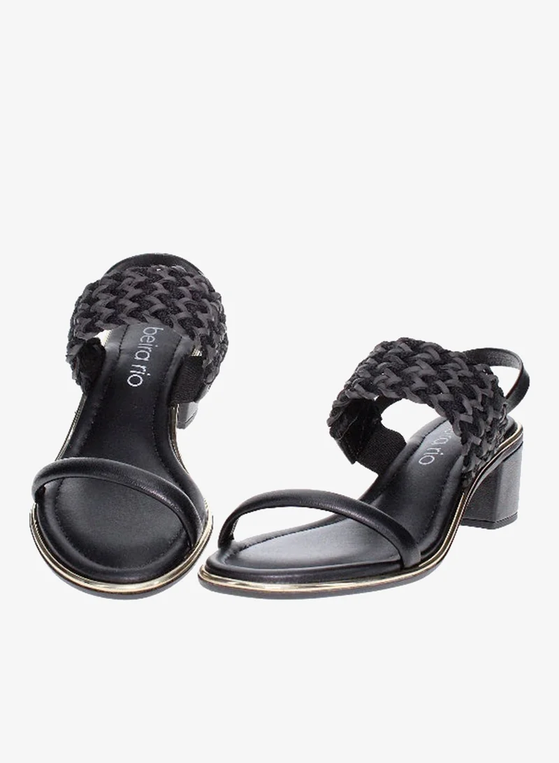 Beira Rio Black Mid Heels Sandals for Women – Sling Back Heel Sandals for Girls with Ankle Strap for Women | Best Price UAE