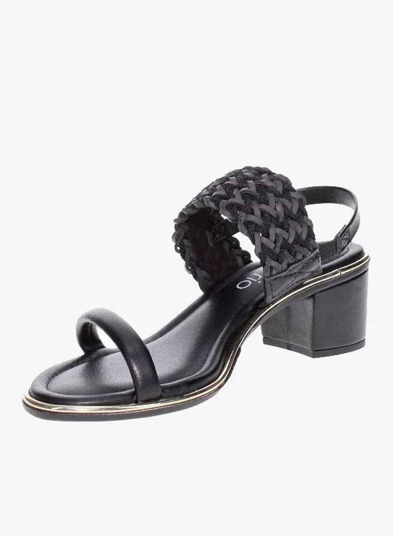 Beira Rio Black Mid Heels Sandals for Women – Sling Back Heel Sandals for Girls with Ankle Strap for Women | Best Price UAE