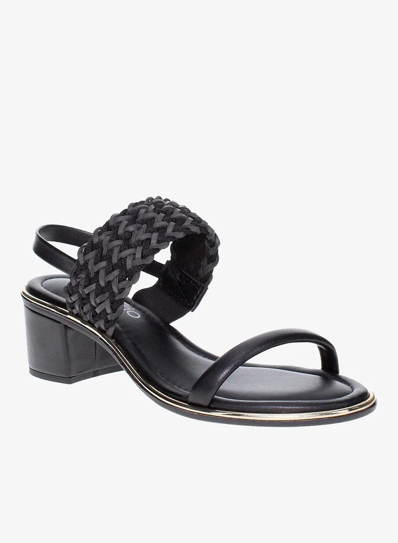 Beira Rio Black Mid Heels Sandals for Women – Sling Back Heel Sandals for Girls with Ankle Strap for Women | Best Price UAE