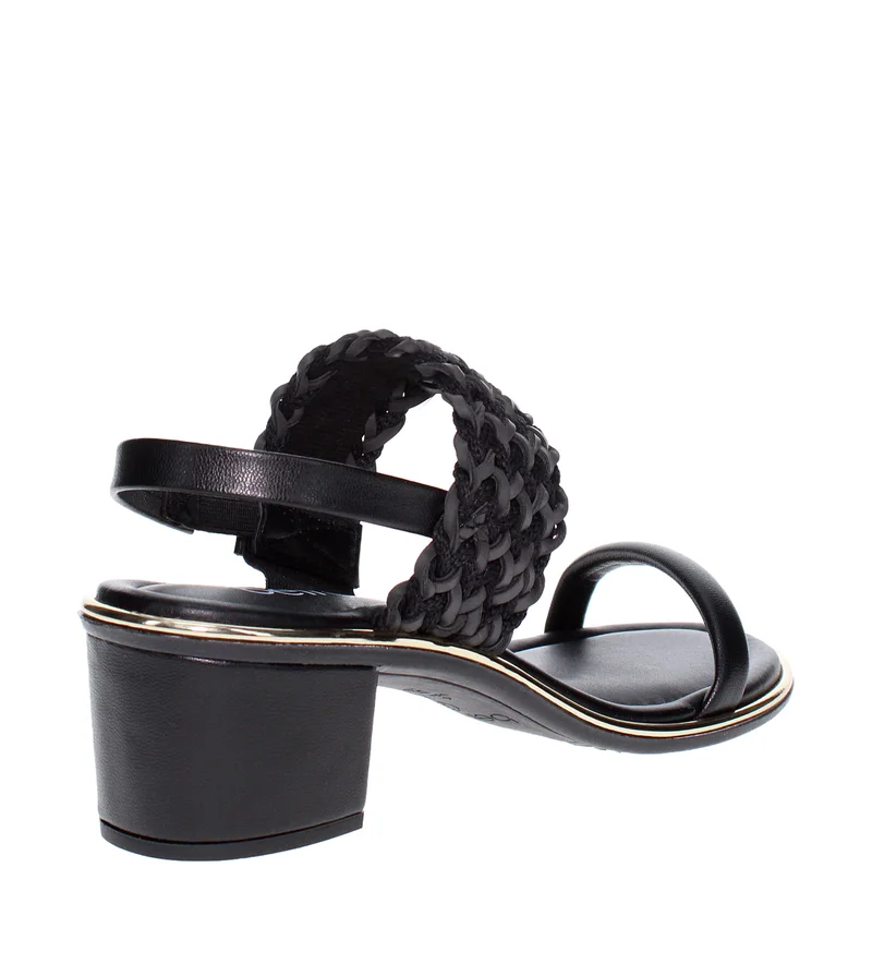 Beira Rio Black Mid Heels Sandals for Women – Sling Back Heel Sandals for Girls with Ankle Strap for Women | Best Price UAE