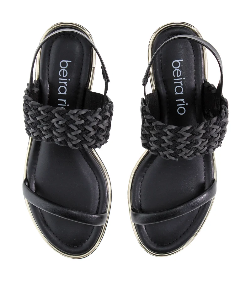 Beira Rio Black Mid Heels Sandals for Women – Sling Back Heel Sandals for Girls with Ankle Strap for Women | Best Price UAE