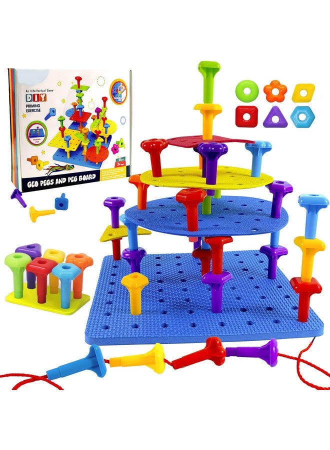 VIPAMZ Counting Peg Board for Kids - Toddler Stacking Toys - 65 Pcs DIY Building Set Large Foam Board & Occupational Therapy Toys, Color Sorting & Lacing Toy , Montessori Tools, Peg Puzzles for Toddlers 1-3 - Image 1