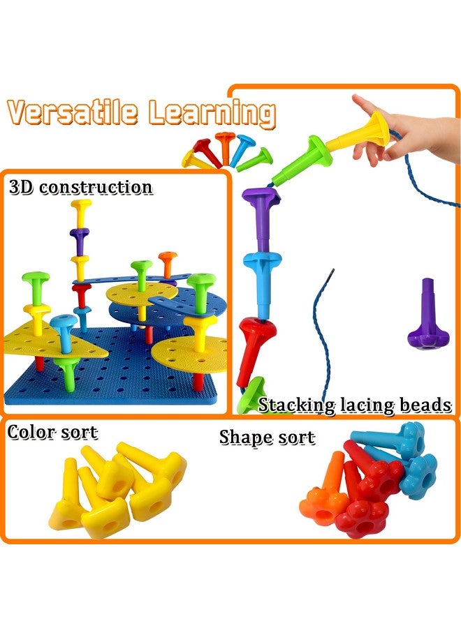 VIPAMZ Counting Peg Board for Kids - Toddler Stacking Toys - 65 Pcs DIY Building Set Large Foam Board & Occupational Therapy Toys, Color Sorting & Lacing Toy , Montessori Tools, Peg Puzzles for Toddlers 1-3 - Image 4