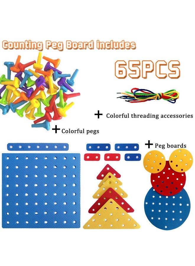 VIPAMZ Counting Peg Board for Kids - Toddler Stacking Toys - 65 Pcs DIY Building Set Large Foam Board & Occupational Therapy Toys, Color Sorting & Lacing Toy , Montessori Tools, Peg Puzzles for Toddlers 1-3 - Image 3