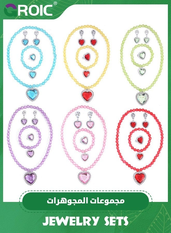 GROIC 14 Pcs Jewelry Set for kids, Kids Jewelry Necklace Jewelry Bracelet Shiny with Colorful for Toddler, Princess Jewelry Dress Up Toy Role Play Toys for Girl Tea Costume Party  - Image 4