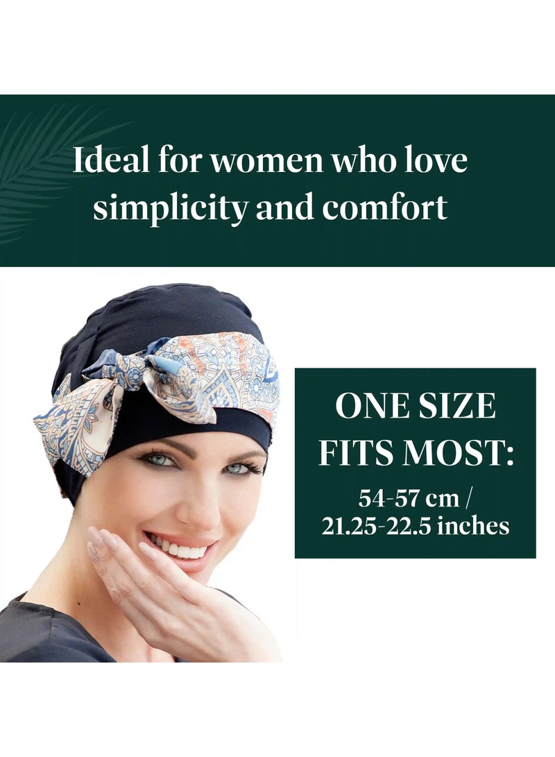 Rung Yanna Navy Mosaica Linea Bamboo Headwear for Women - Image 3